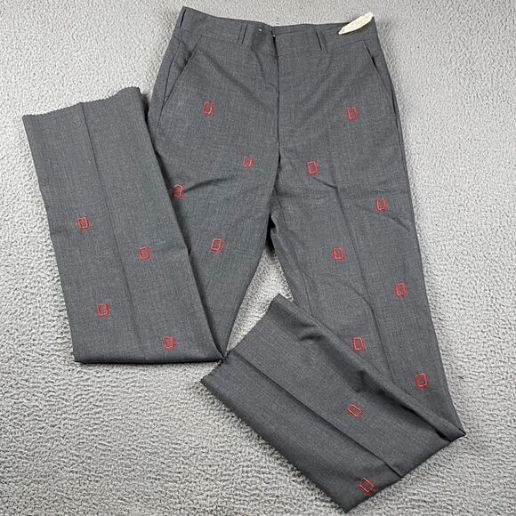 VTG Ohio State University Block O Trouser Dress Pants Men's 32x37 Gray Wool - Picture 1 of 11